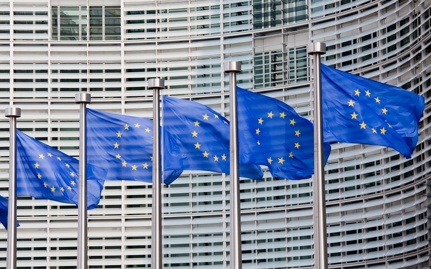 Foto mit EU-Flaggen