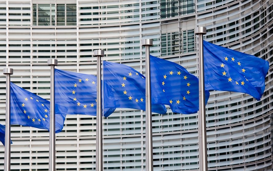 Foto mit EU-Flaggen