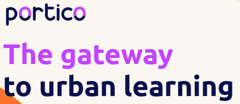 Logo von Portico mit dem Schriftzug "The gateway to urban learning"
